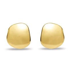 GOLD DISCUS BUTTON EARRINGS