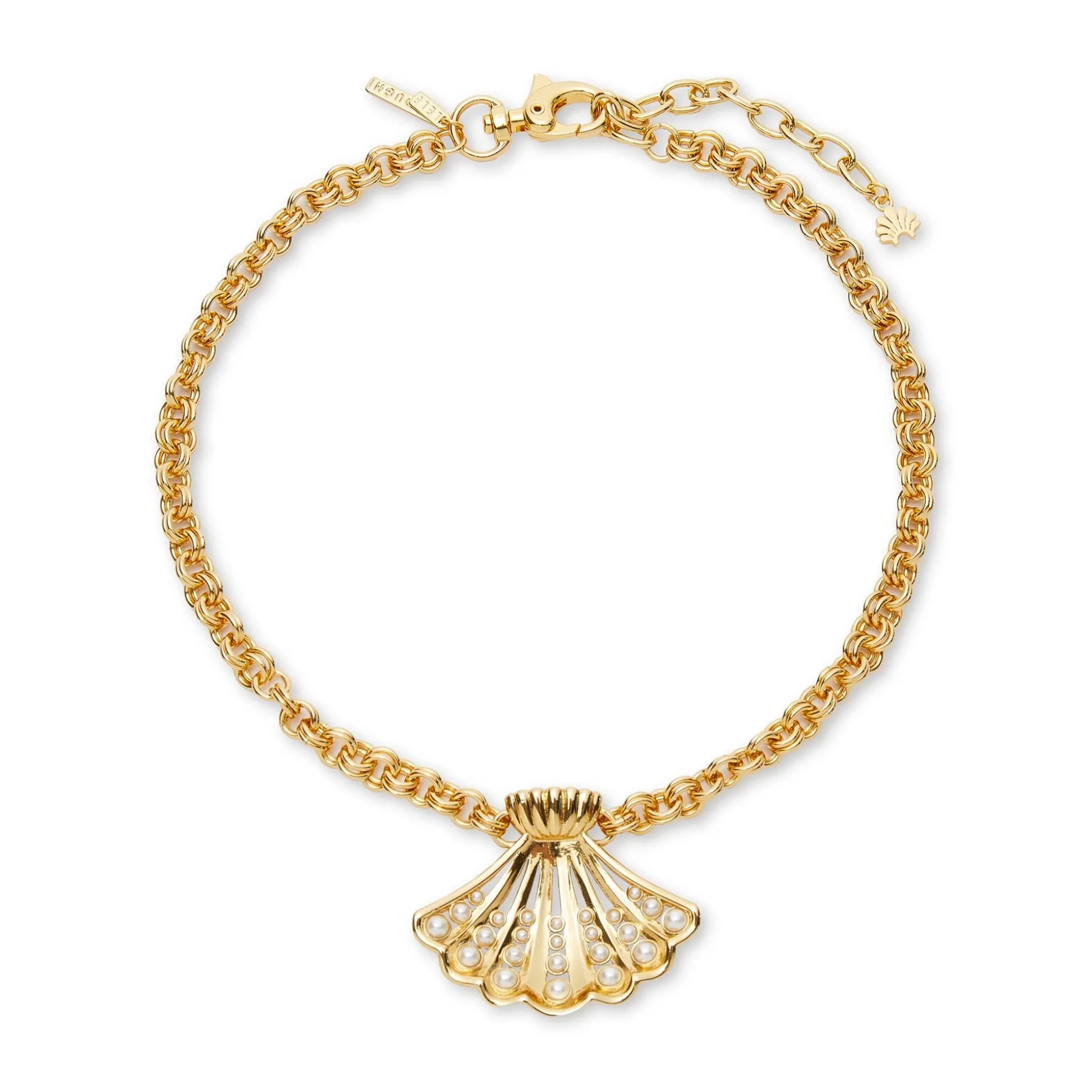 GOLD FAN SHELL COLLAR NECKLACE