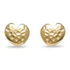 GOLD HAMMERED HEART BUTTON EARRINGS
