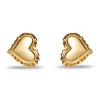 GOLD HEART RUFFLE BUTTON EARRINGS