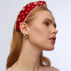 GOLD HEART RUFFLE BUTTON EARRINGS