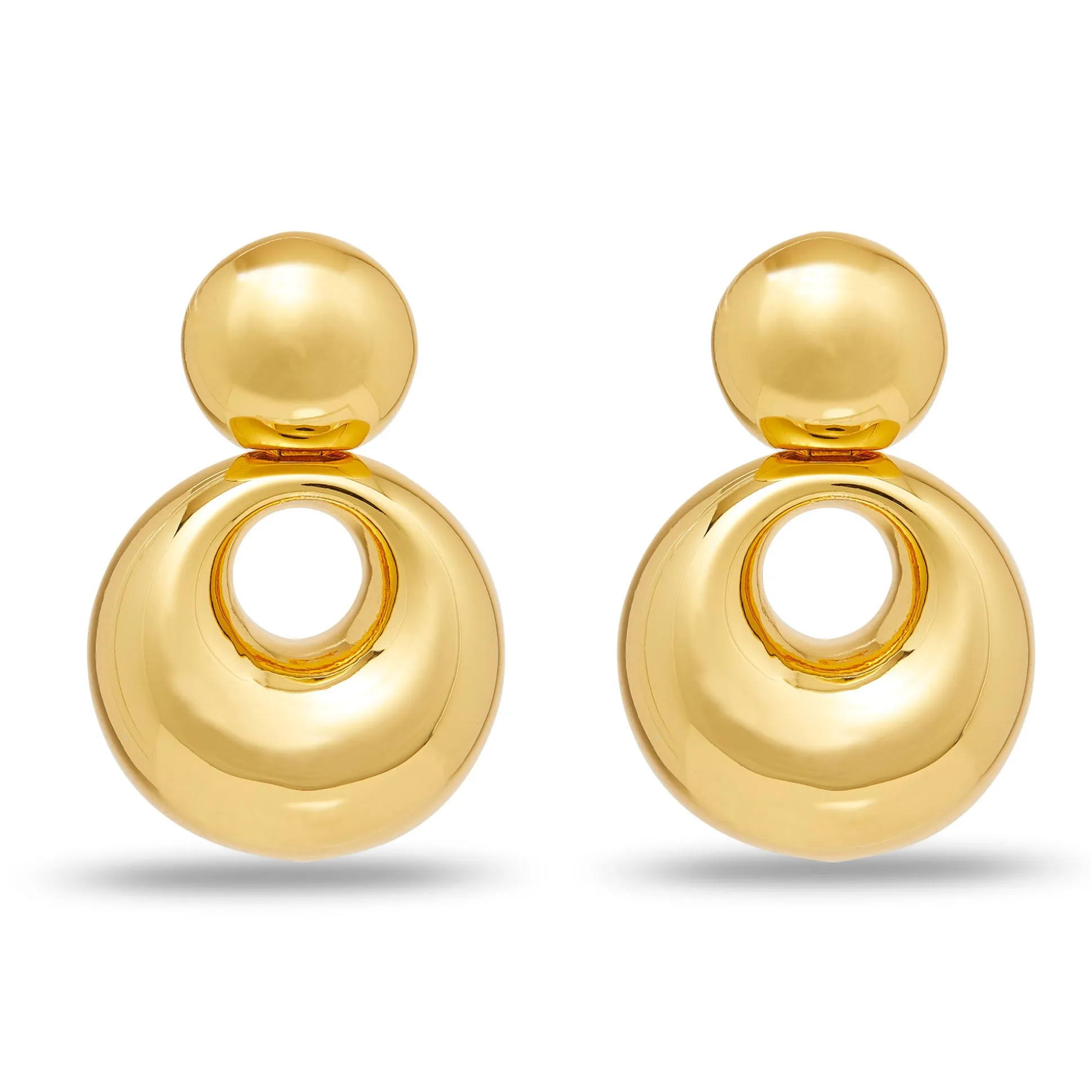 GOLD MEDALLION DROP EARRINGS