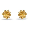 GOLD PINWHEEL FLOWER BUTTON EARRINGS