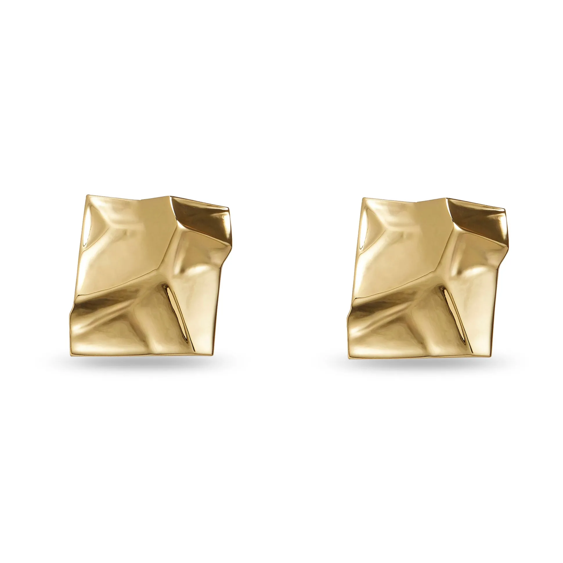 GOLD TETRA BUTTON EARRINGS