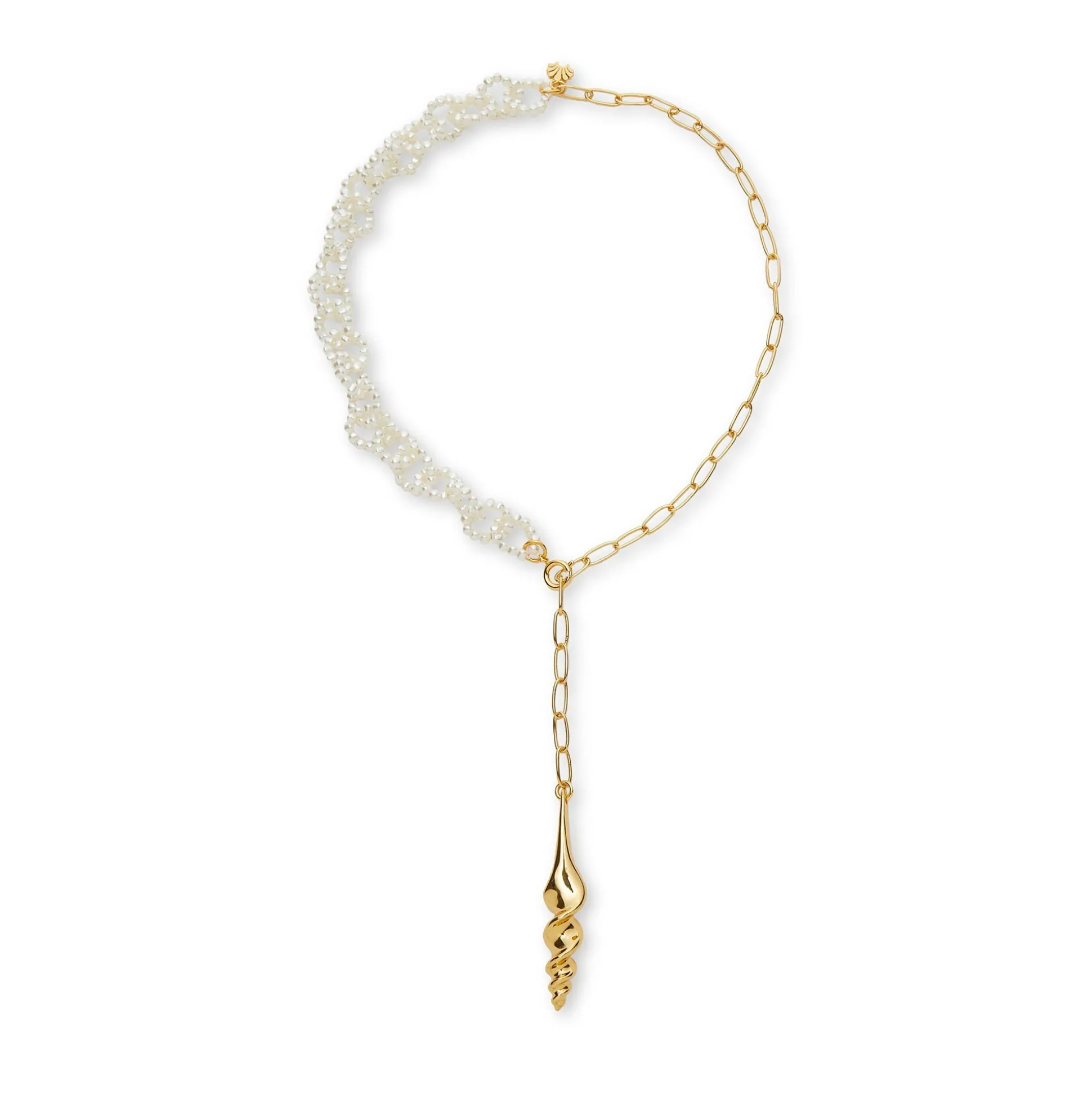 GOLD TURRITELLA LARIAT NECKLACE