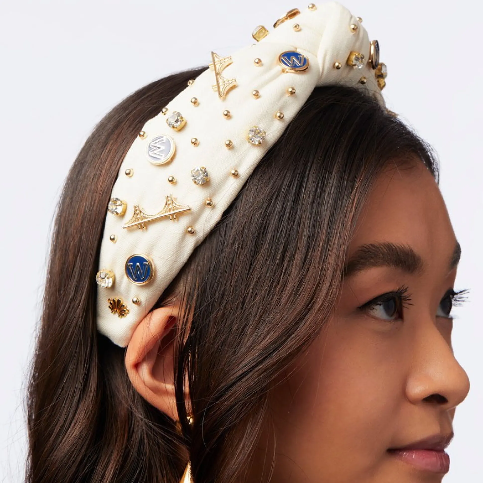 GOLDEN STATE WARRIORS LELE SADOUGHI / NBA IVORY EMBELLISHED KNOTTED HEADBAND