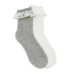 GREY IVORY SET OF 2 HEATHER SOCKS