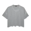 HEATHER GREY TEARDROP CRYSTAL T-SHIRT