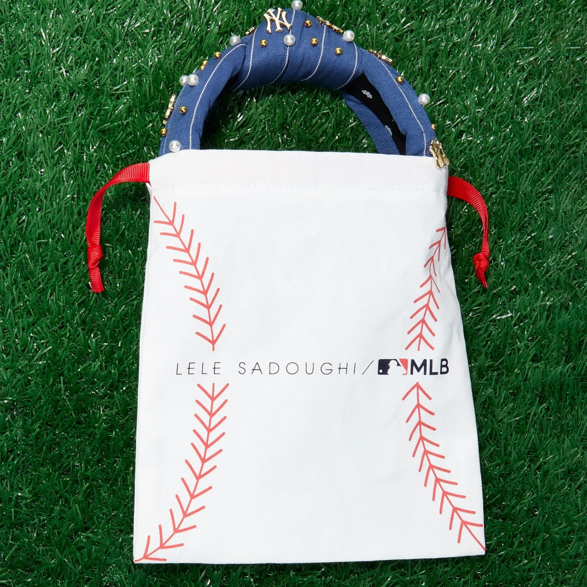 HOUSTON ASTROS LELE SADOUGHI / MLB NAVY EMBELLISHED KNOTTED HEADBAND