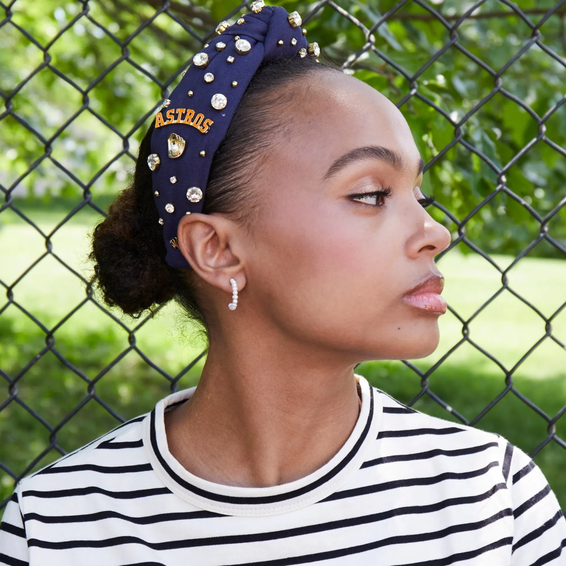 HOUSTON ASTROS LELE SADOUGHI / MLB NAVY EMBELLISHED KNOTTED HEADBAND