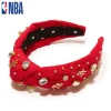 HOUSTON ROCKETS LELE SADOUGHI / NBA RED EMBELLISHED KNOTTED HEADBAND