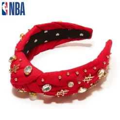 HOUSTON ROCKETS LELE SADOUGHI / NBA RED EMBELLISHED KNOTTED HEADBAND