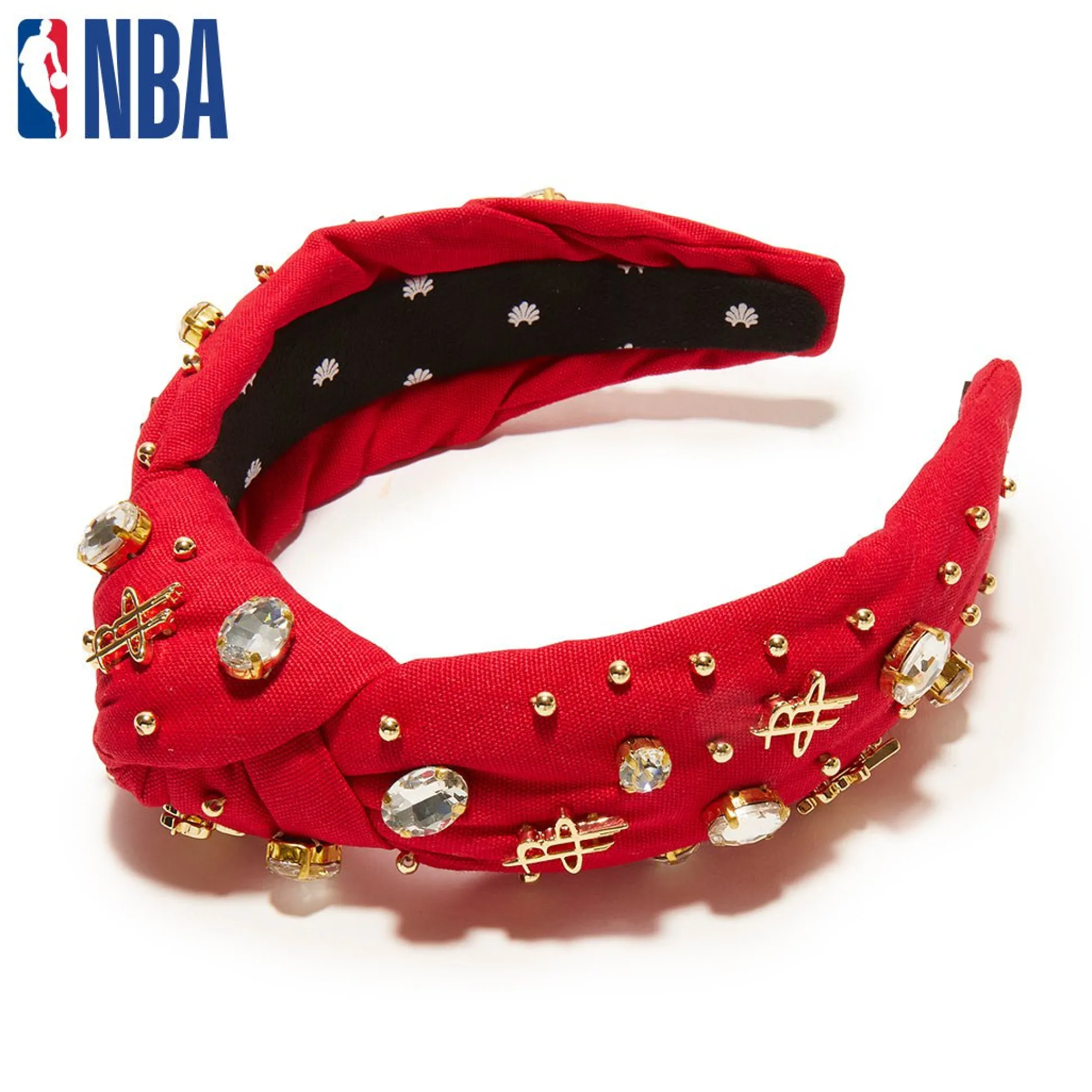 HOUSTON ROCKETS LELE SADOUGHI / NBA RED EMBELLISHED KNOTTED HEADBAND