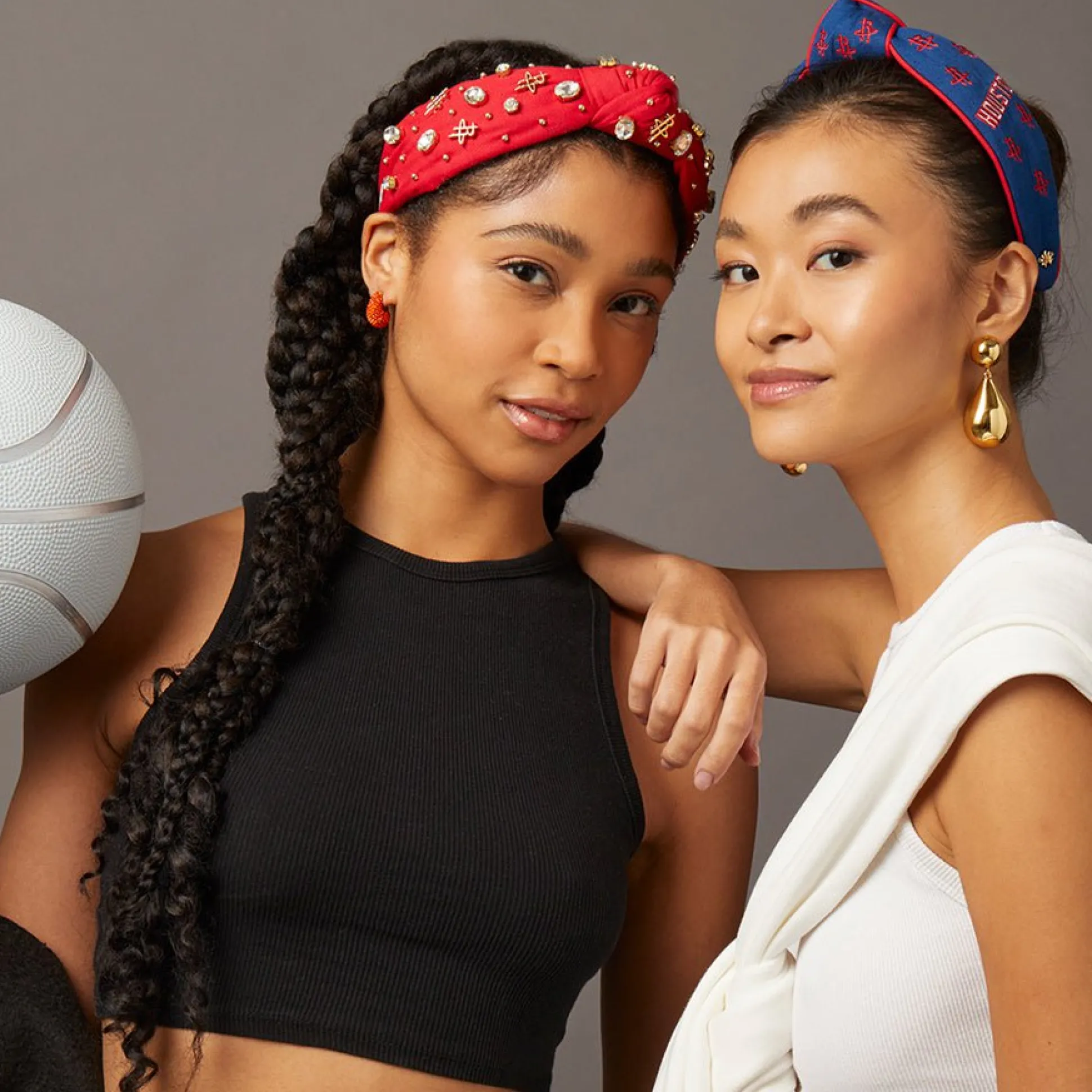 HOUSTON ROCKETS LELE SADOUGHI / NBA RED EMBELLISHED KNOTTED HEADBAND