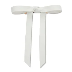 IVORY BARDOT FAUX LEATHER BOW BARRETTE