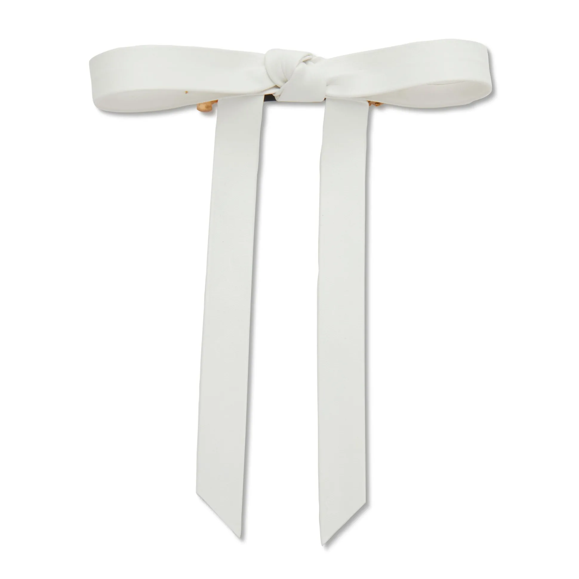 IVORY BARDOT FAUX LEATHER BOW BARRETTE