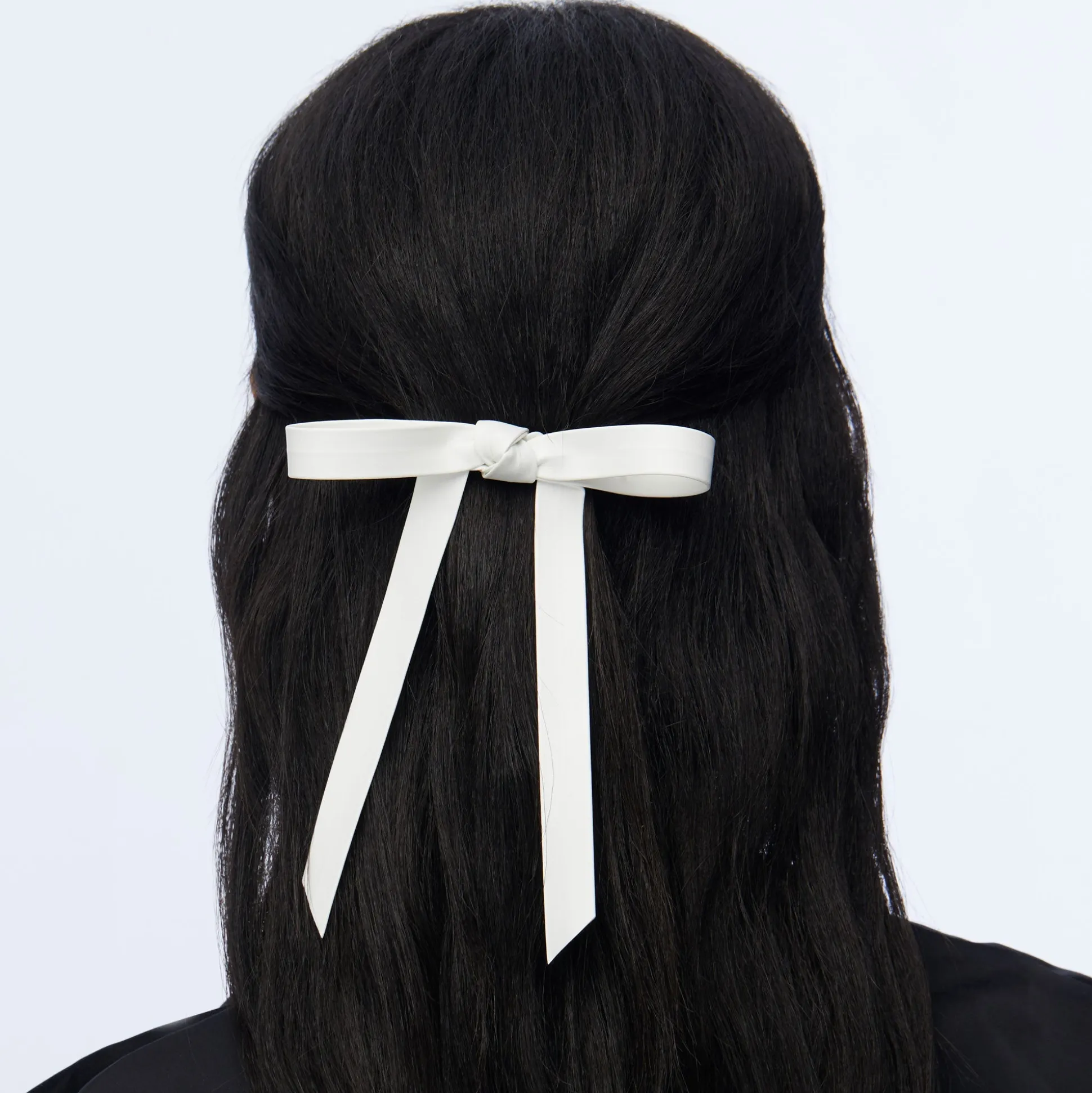IVORY BARDOT FAUX LEATHER BOW BARRETTE