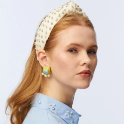 IVORY CRYSTAL EMBELLISHED KNOTTED HEADBAND