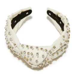 IVORY CRYSTAL EMBELLISHED KNOTTED HEADBAND