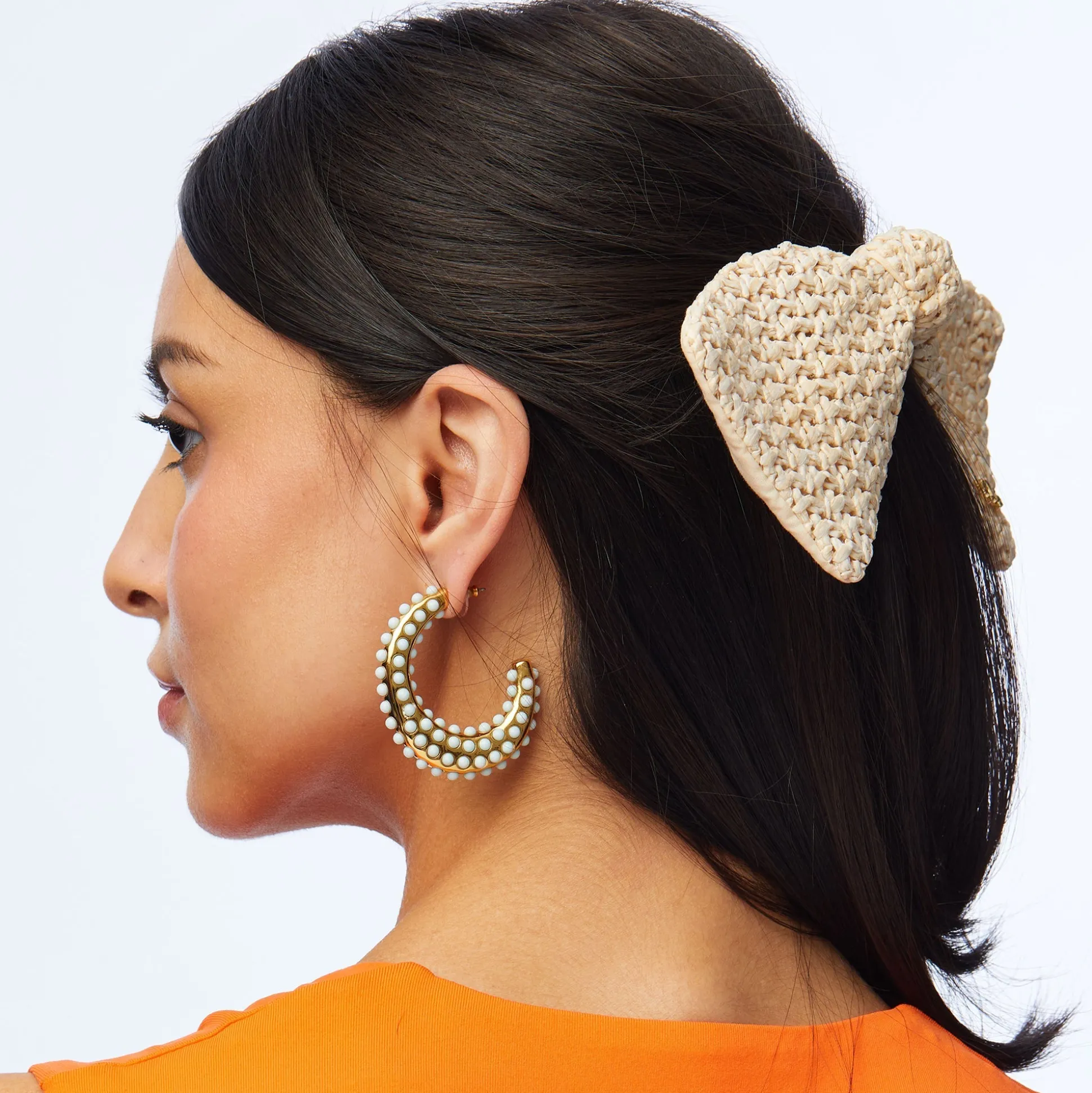 IVORY RAFFIA PALOMA BOW BARRETTE