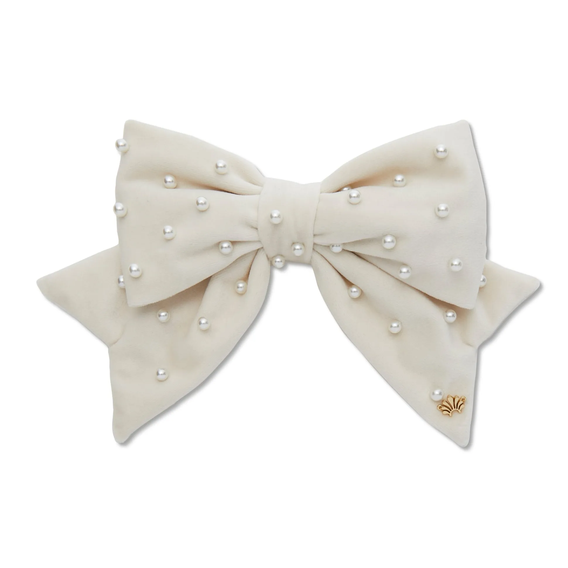 IVORY SET OF 4 VELVET PEARL BOW NAPKIN RINGS