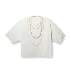 IVORY SHORT-SLEEVE PEARL STRAND TEE