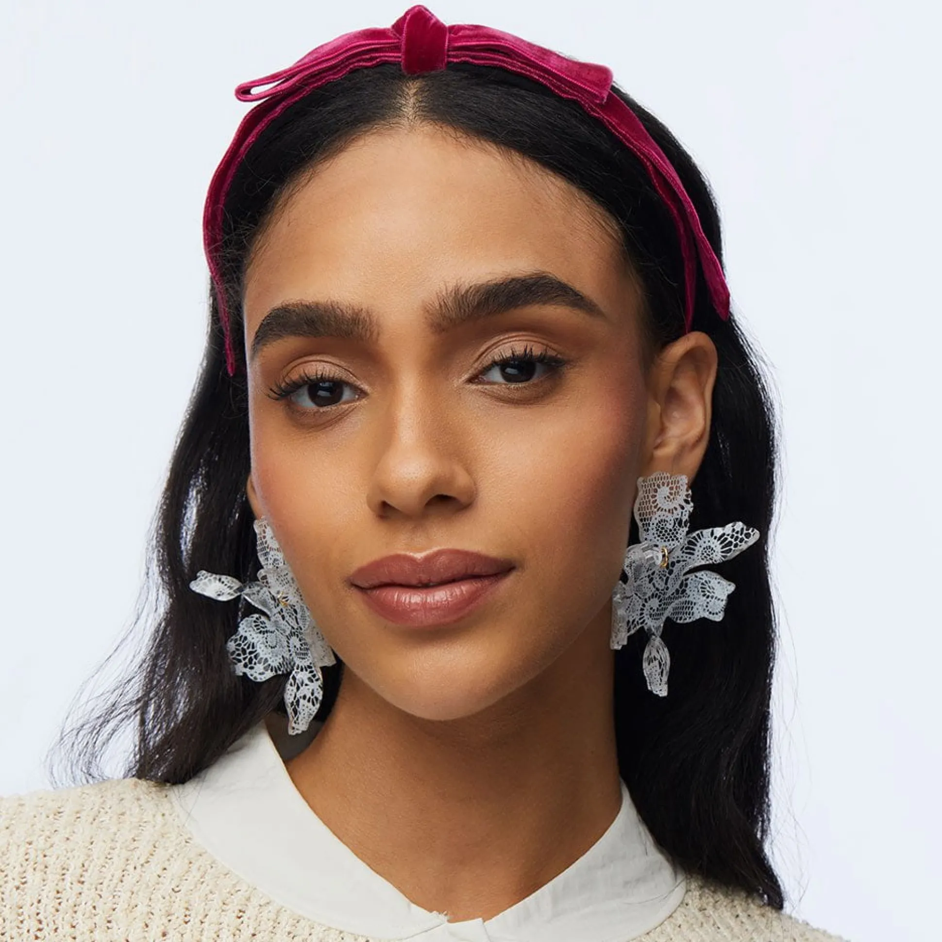 IVORY VINTAGE LACE PAPER LILY EARRINGS