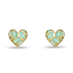 JADE CRYSTAL MOLTEN HEART BUTTON EARRINGS