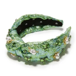 JADE PEARL MARINA EMBELLISHED KNOTTED HEADBAND
