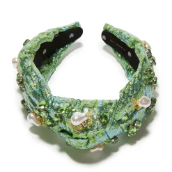 JADE PEARL MARINA EMBELLISHED KNOTTED HEADBAND