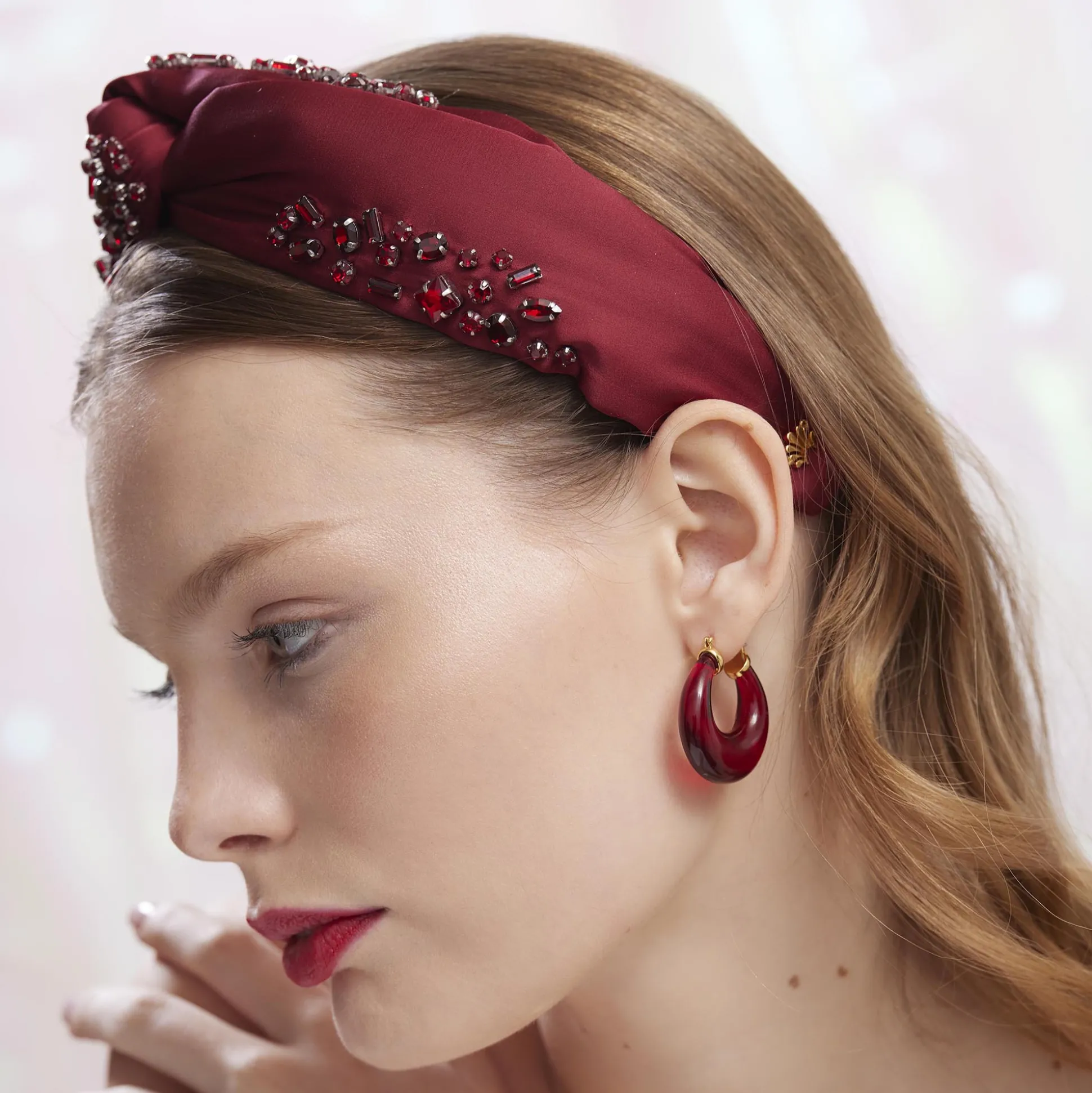 JANUARY GARNET BIRTHSTONE DOUBLE HOOP