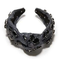 JET CANDY CRYSTAL RAFFIA KNOTTED HEADBAND