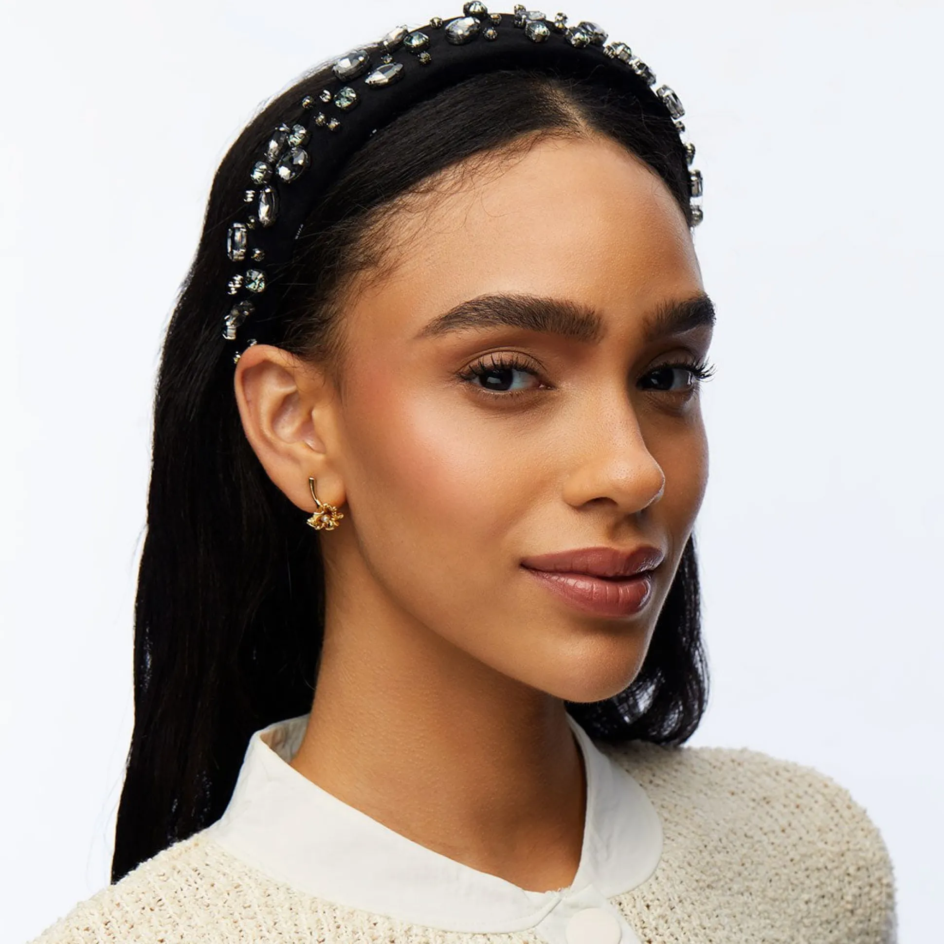 JET CRYSTAL EMBELLISHED ALICE HEADBAND
