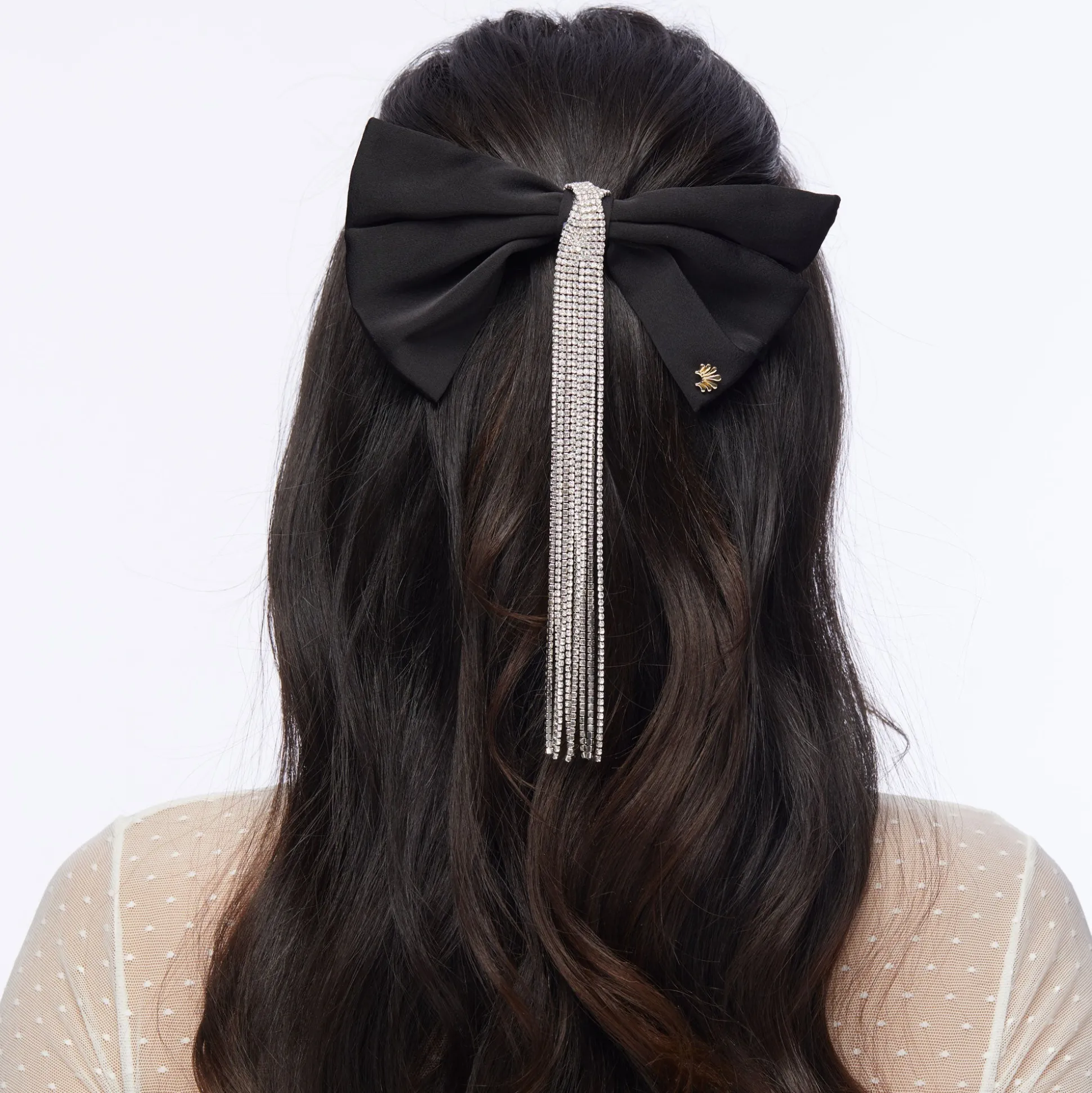 JET CRYSTAL KRISTINA CRYSTAL BOW BARRETTE