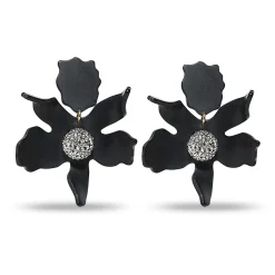 JET CRYSTAL LILY EARRINGS