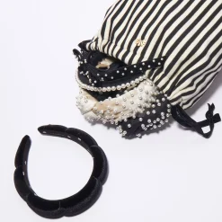 JET IVORY DRAWSTRING HEADBAND STORAGE POUCH