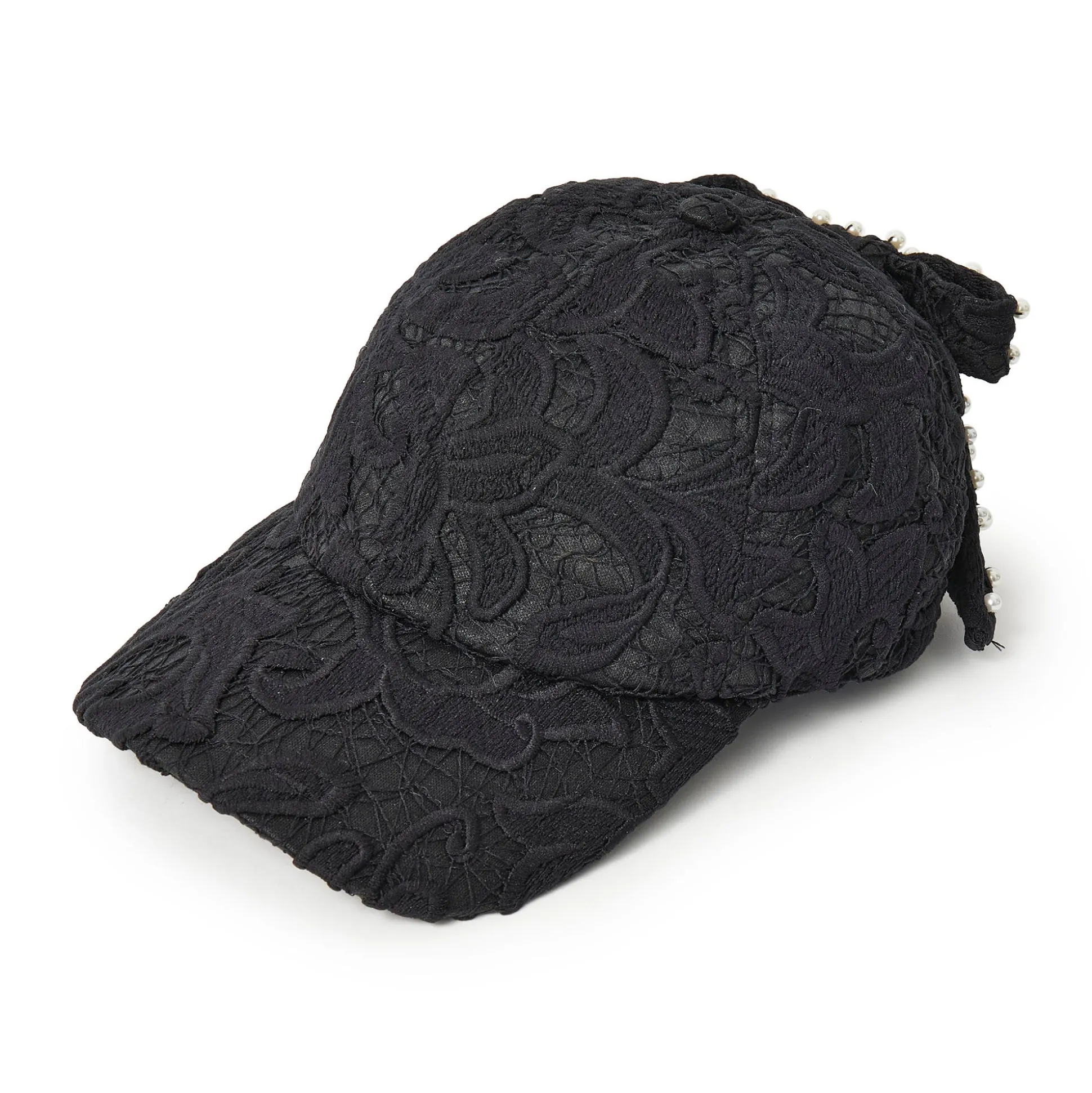 JET LACE BOW EMBELLISHED BASEBALL CAP