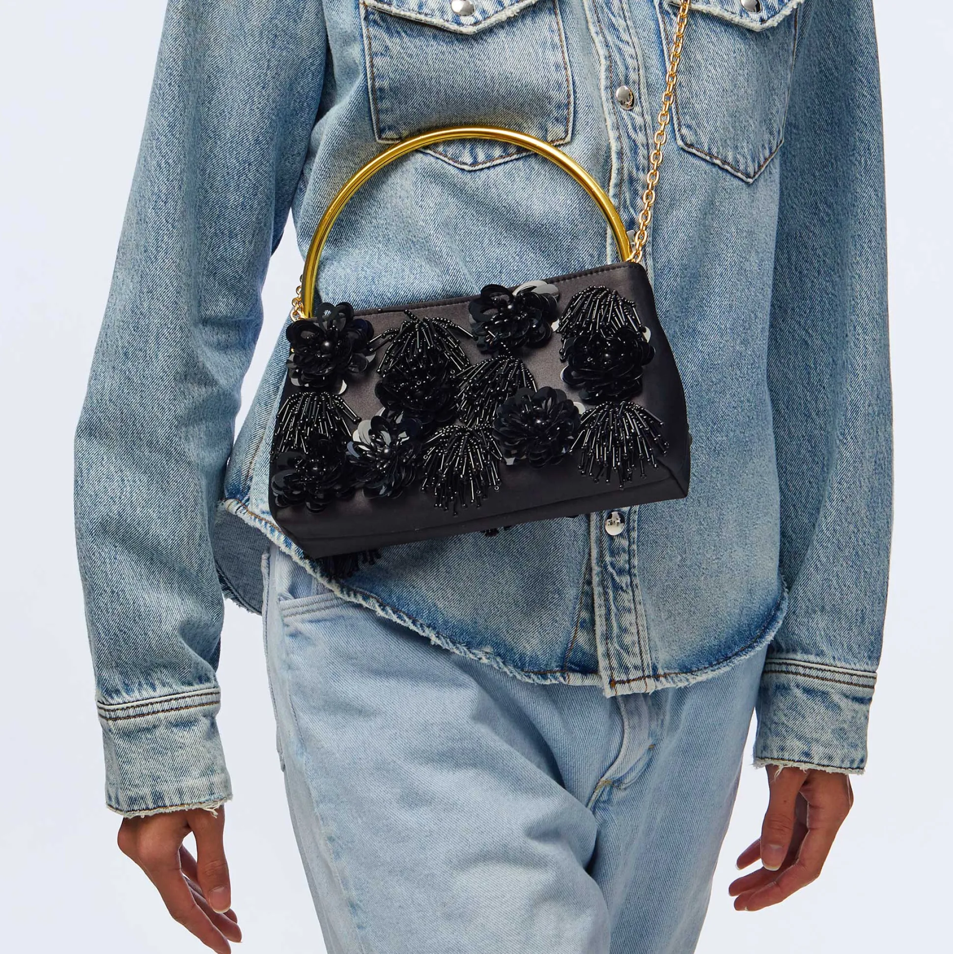 JET MARLOWE FLORAL APPLIQUE HANDBAG