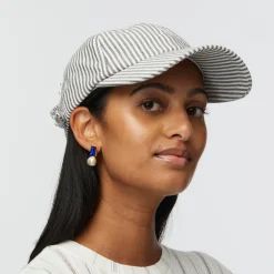 JET SEERSUCKER BOW EMBELLISHED BASEBALL CAP