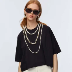 JET SHORT-SLEEVE PEARL EMBELLISHED TEE