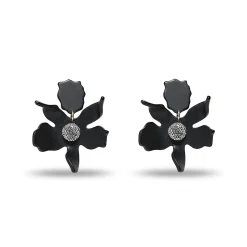 JET SMALL CRYSTAL LILY EARRINGS
