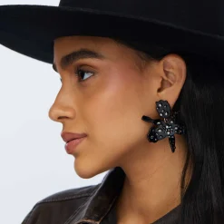 JET SPARKLE SMALL PAPER LILY EARRINGS