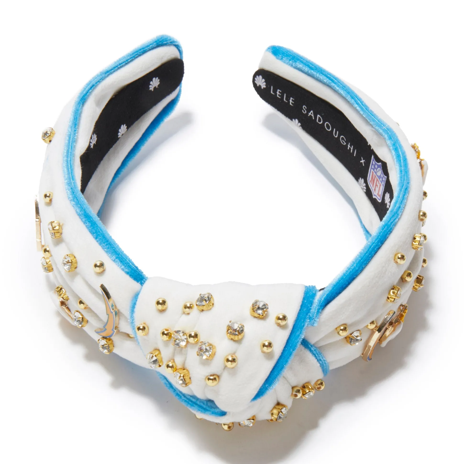 LA CHARGERS LELE SADOUGHI X NFL IVORY EMBELLISHED KNOTTED HEADBAND