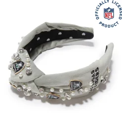 LAS VEGAS RAIDERS LELE SADOUGHI X NFL GREY EMBELLISHED KNOTTED HEADBAND
