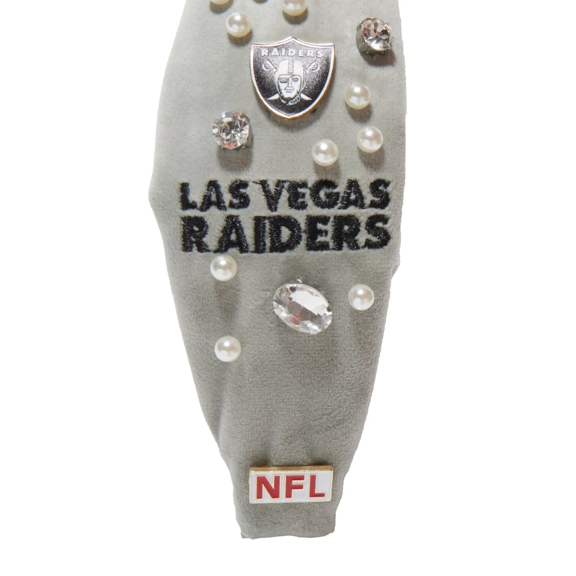 LAS VEGAS RAIDERS LELE SADOUGHI X NFL GREY EMBELLISHED KNOTTED HEADBAND