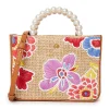 LELE SADOUGHI X TRINA TURK FLORAL PARADISE MAYA RAFFIA MINI TOTE