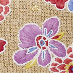 LELE SADOUGHI X TRINA TURK FLORAL PARADISE MAYA RAFFIA MINI TOTE