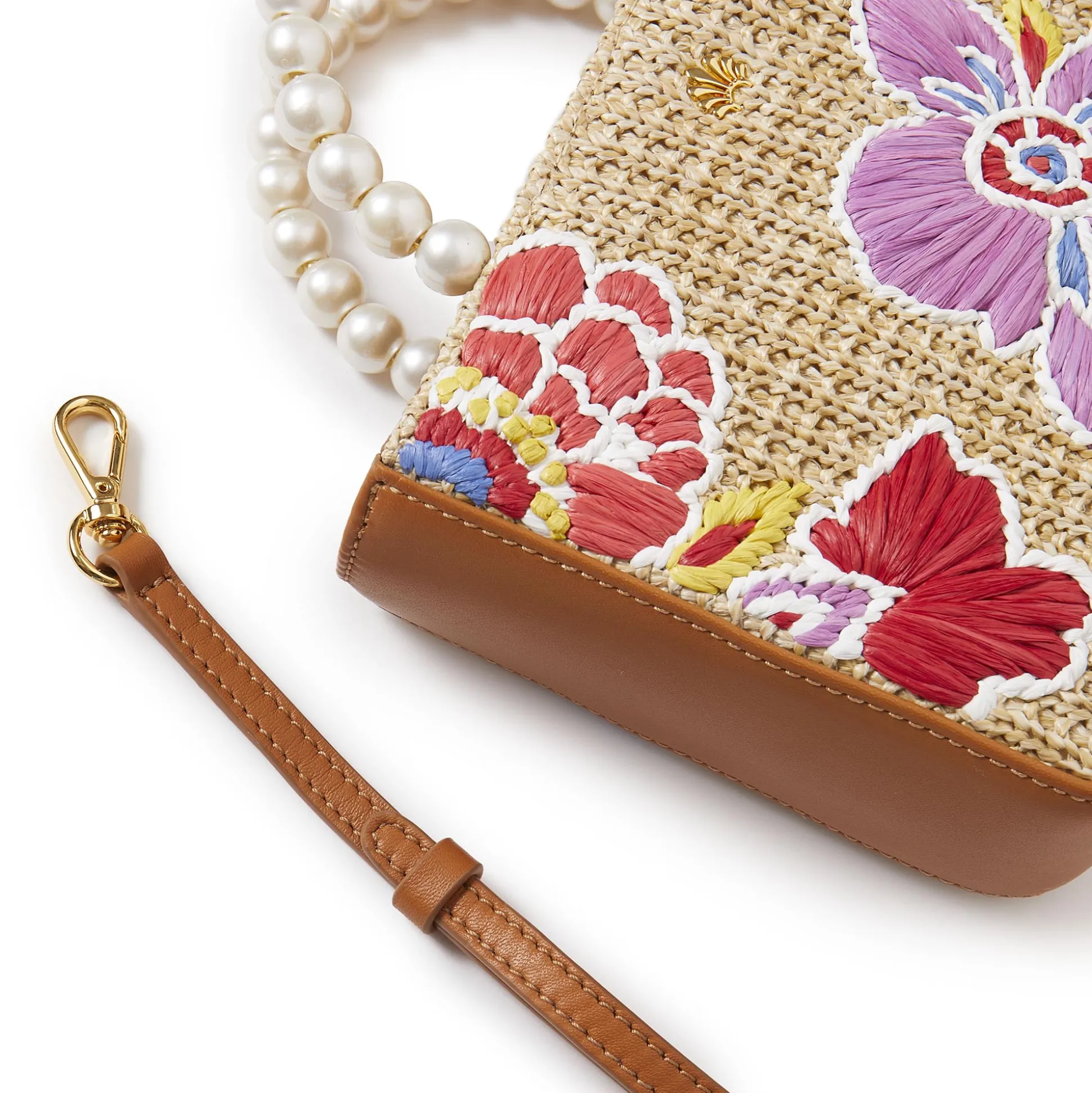 LELE SADOUGHI X TRINA TURK FLORAL PARADISE MAYA RAFFIA MINI TOTE
