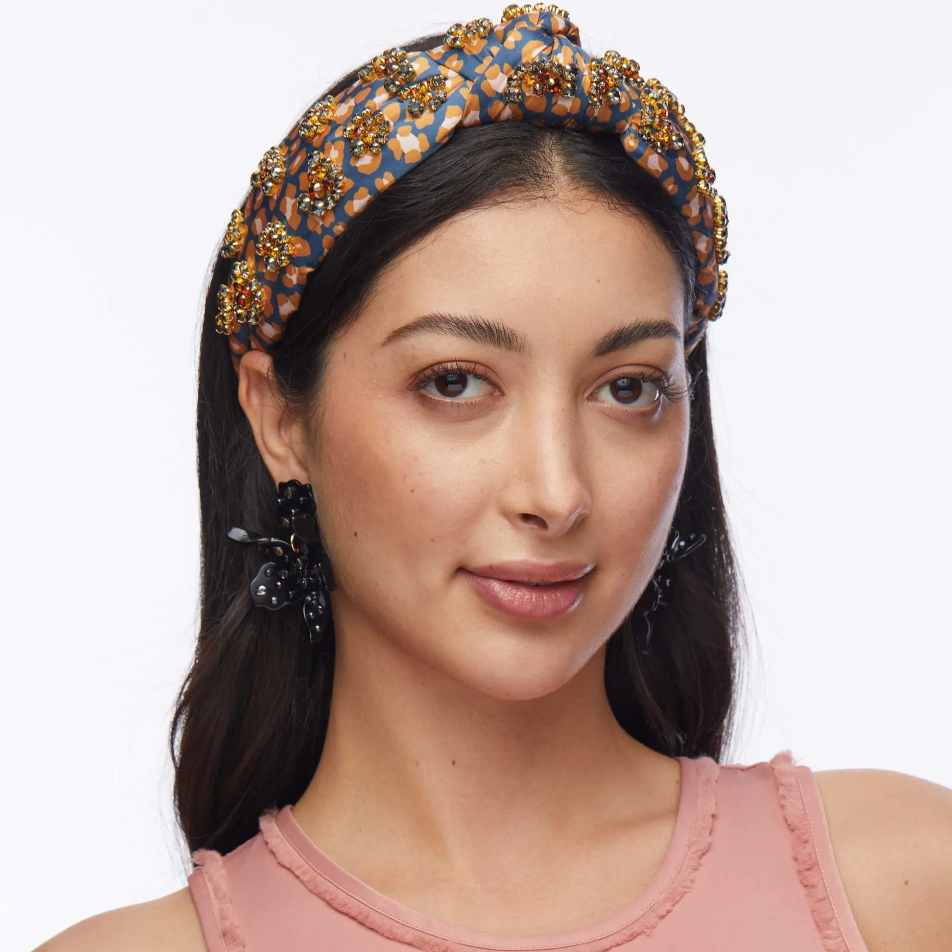 LEOPARD KNOTTED CRYSTAL HEADBAND