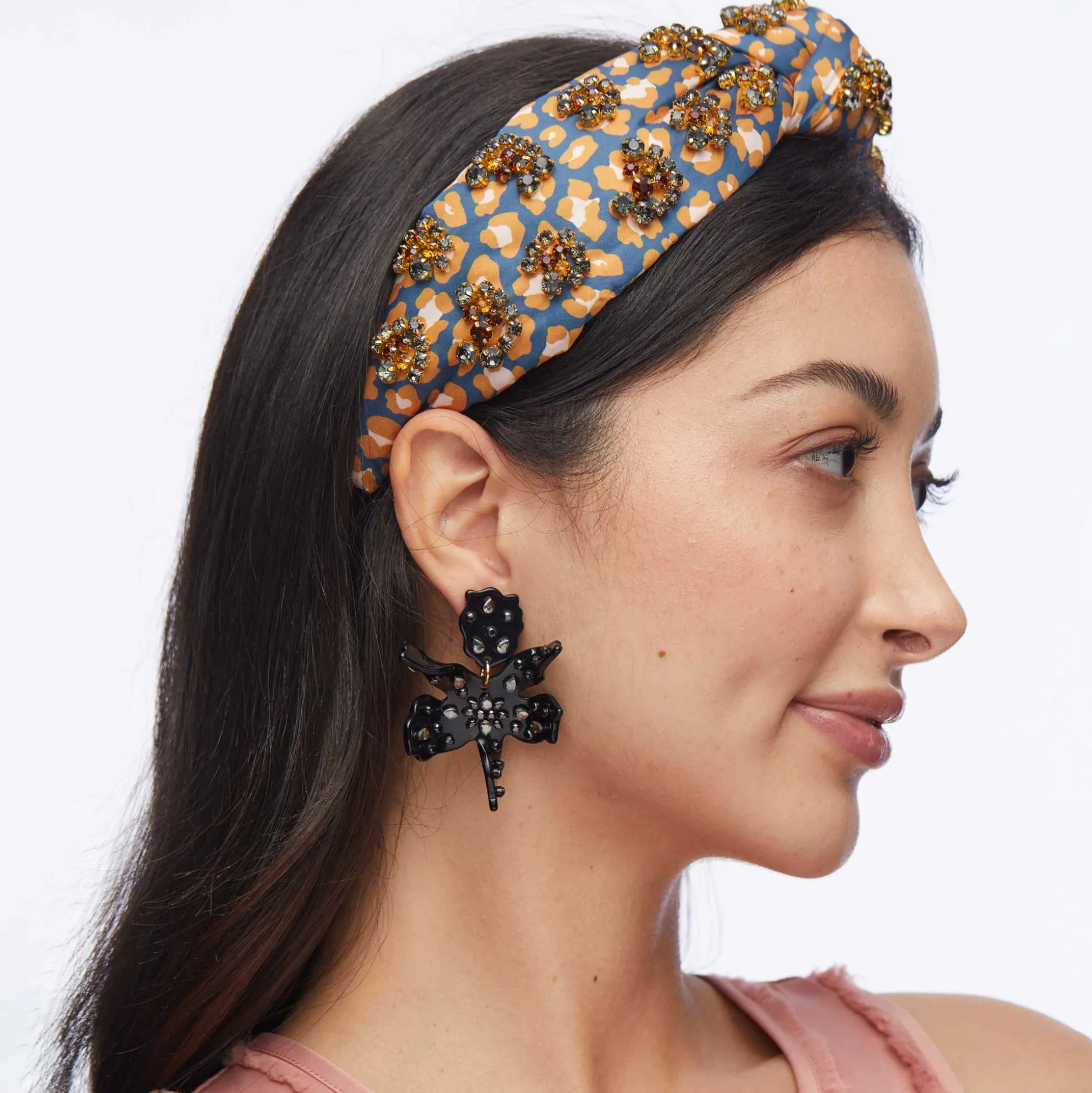 LEOPARD KNOTTED CRYSTAL HEADBAND